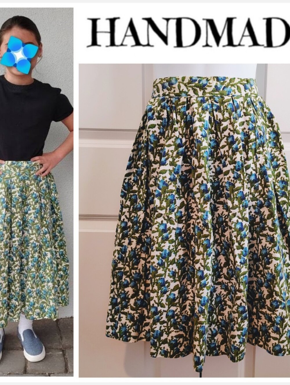 Handmade Floral Flannel Skirt